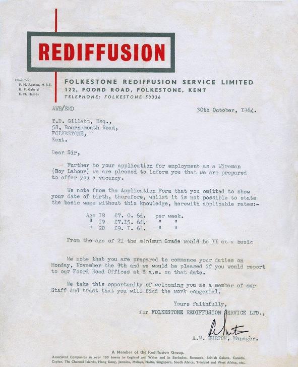 Terry's Job Offer 1964
