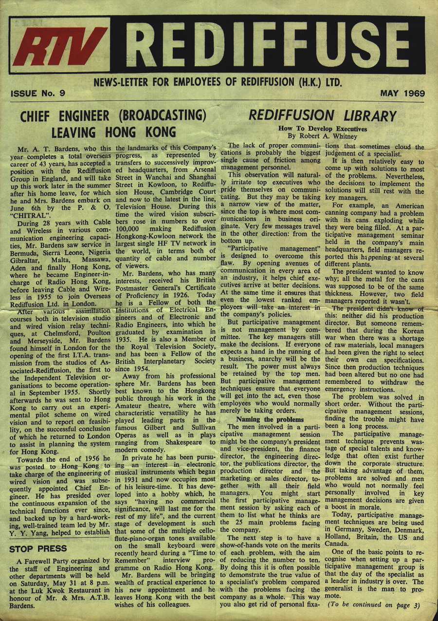Rediffuse Newsletter 1969