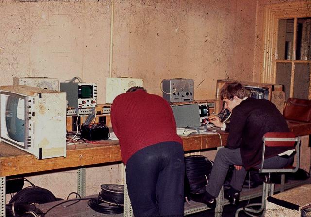 Bill Brown (Left) Workshop Poulton TV Servicing C course Dec 1966